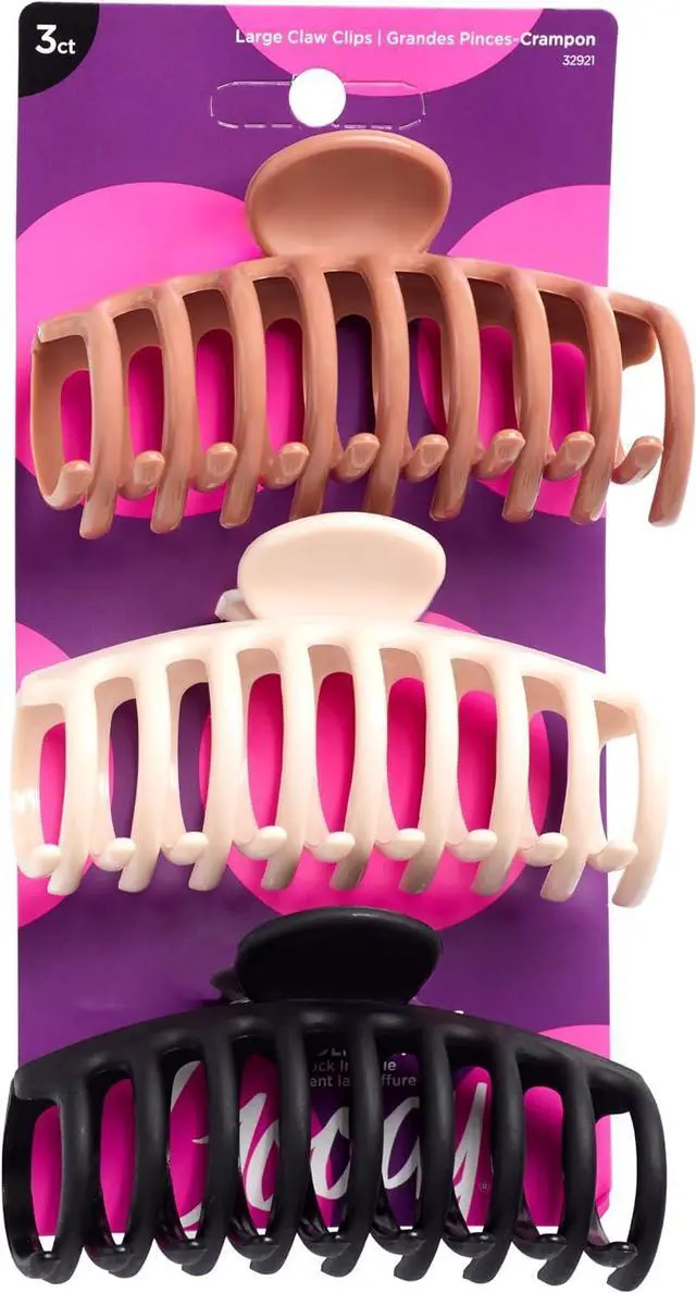 Main image of Goody Classics Large Sprial Claw Clips , Assorted Colors - Great for Easily Pulling Up Your Hair - Pain-Free Hair Accessories for Women, Men, Boys, and Girls, 3 Count (Pack of 1)
