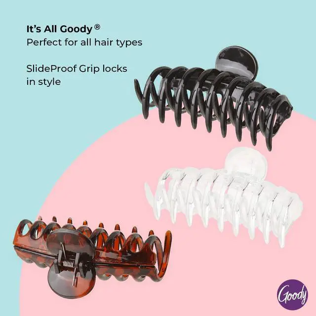 Alt view image 3 of 7 - Goody Classics Large Sprial Claw Clips , Assorted Colors - Great for Easily Pulling Up Your Hair - Pain-Free Hair Accessories for Women, Men, Boys, and Girls, 3 Count (Pack of 1)