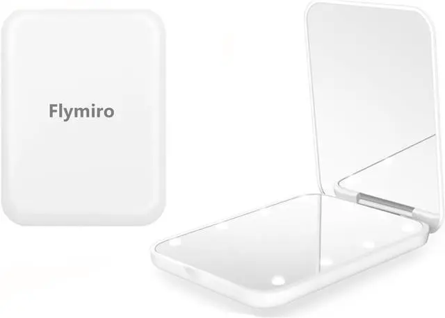 Main image of Flymiro Compact Mirror, 1x/3x Magnification Mini Mirror for Purse, Pocket, Handheld, Stocking Stuffers, Travel Makeup, 2-Sided Foldable, Small Mirror with Led Lights