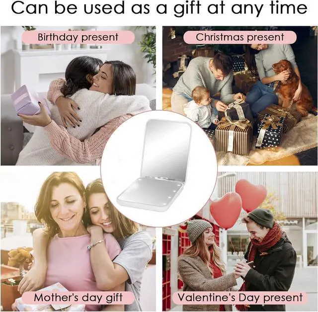Alt view image 7 of 7 - Flymiro Compact Mirror, 1x/3x Magnification Mini Mirror for Purse, Pocket, Handheld, Stocking Stuffers, Travel Makeup, 2-Sided Foldable, Small Mirror with Led Lights