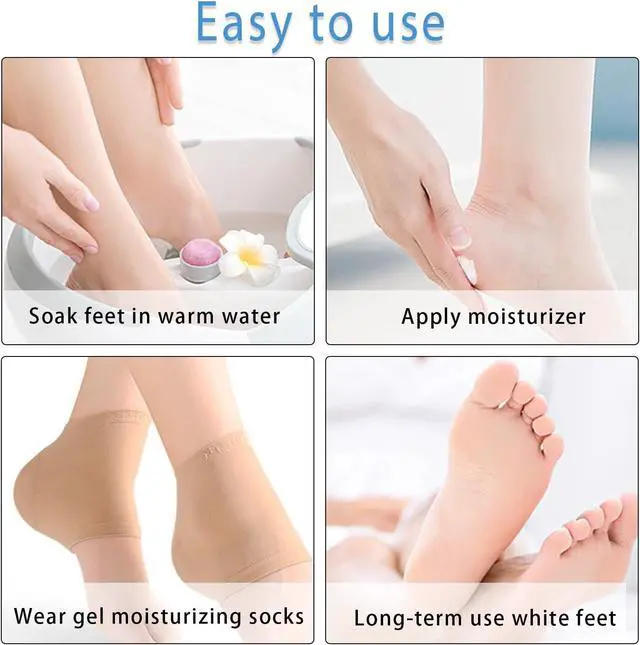 Alt view image 3 of 6 - Moisturizing Socks for Women Overnight,2 Pairs Heel Socks Gel Socks for Dry Cracked Feet Sleep
