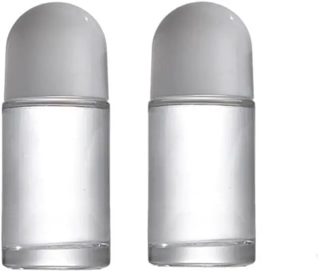 Main image of White 50ML Glass Empty Roller Bottles with Plastic Roller Ball, Deodorant Roll On Containers Leak Proof Massage Ball Bottles with Cap for Essential Oil Perfume Cosmetics (2Pcs)
