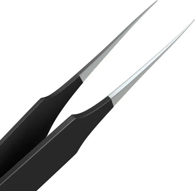 Alt view image 2 of 6 - Ingrown Hair Tweezers | Pointed Tip | Black |Precision Stainless Steel | Extra Sharp and Perfectly Aligned for Ingrown Hair Treatment & Splinter Removal For Men and Women | By Tweezees