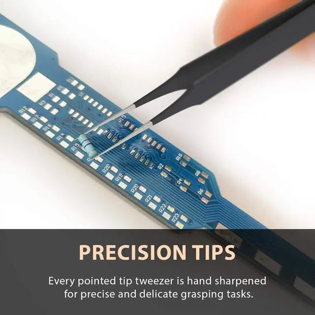 Alt view image 5 of 6 - Ingrown Hair Tweezers | Pointed Tip | Black |Precision Stainless Steel | Extra Sharp and Perfectly Aligned for Ingrown Hair Treatment & Splinter Removal For Men and Women | By Tweezees