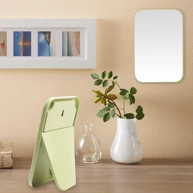 Alt view image 4 of 6 - 8-Inch Desktop Makeup Mirror, Portable Princess Mirror,Table Desk Wall Hanging Dual-Purpose Square Mirror Khaki
