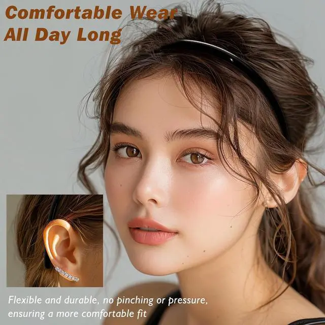Alt view image 4 of 7 - 7 Pcs Plastic Headbands for Women - Black Non-Slip Hair Bands with Teeth Comb Design