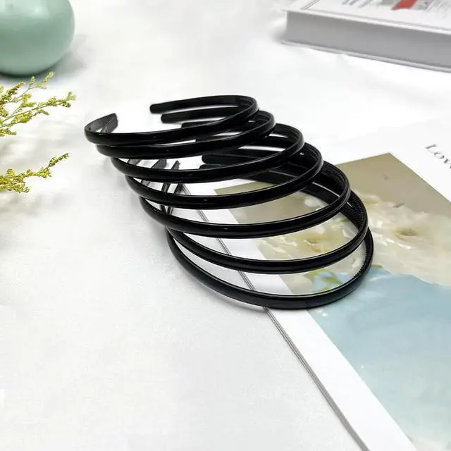 Alt view image 7 of 7 - 7 Pcs Plastic Headbands for Women - Black Non-Slip Hair Bands with Teeth Comb Design