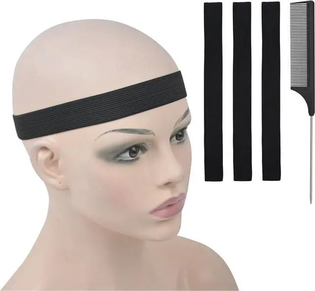 Main image of 3 Pcs Elastic Band Lace Melting Bands Adjustable Wig Headbands for Lace Frontal Laying (Width 1 Inch)