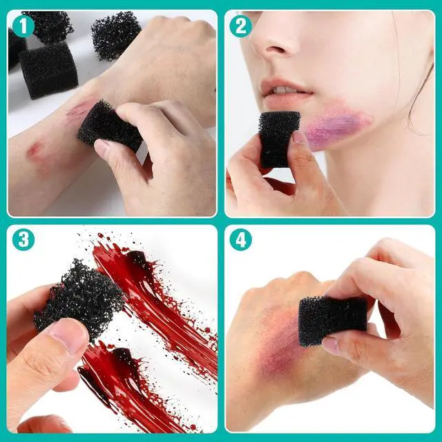 Alt view image 7 of 7 - Stipple Sponges, 9 Pcs Special Fx Make Up Sponge Halloween Makeup Sponges Face Makeup Tools for Beard, Texture, Freckle, Scar, Wound, Christmas Cosplay Party Art Shaping Special Effects