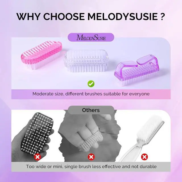 Alt view image 5 of 7 - Melodysusie All in One Nail Brush Set, 3 Pack Nail Brushes for Cleaning Fingernails, Nail Dust Brush and Cleaner Scrubbing Set Manicure Pedicure Tools for Men and Women