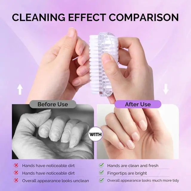 Alt view image 4 of 7 - Melodysusie All in One Nail Brush Set, 3 Pack Nail Brushes for Cleaning Fingernails, Nail Dust Brush and Cleaner Scrubbing Set Manicure Pedicure Tools for Men and Women