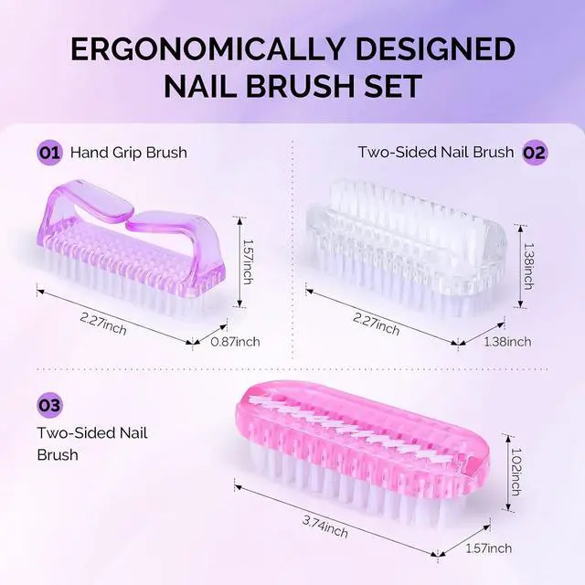 Alt view image 7 of 7 - Melodysusie All in One Nail Brush Set, 3 Pack Nail Brushes for Cleaning Fingernails, Nail Dust Brush and Cleaner Scrubbing Set Manicure Pedicure Tools for Men and Women