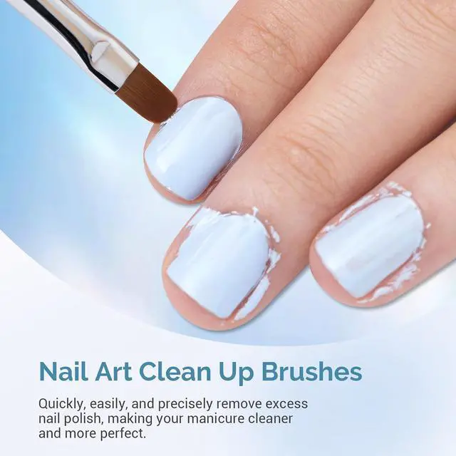 Alt view image 2 of 7 - AIRSEE Nail Art Clean Up Brushes for Nail, 3 PCS Flat/Oval/Fine Angled,Blue | Gel Nail Brush for Cleaning Polish Mistake on the Cuticles, Painting Brushes & Art Design DIY Tools