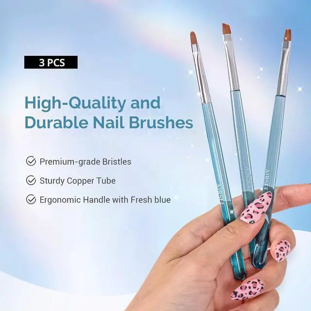 Alt view image 3 of 7 - AIRSEE Nail Art Clean Up Brushes for Nail, 3 PCS Flat/Oval/Fine Angled,Blue | Gel Nail Brush for Cleaning Polish Mistake on the Cuticles, Painting Brushes & Art Design DIY Tools