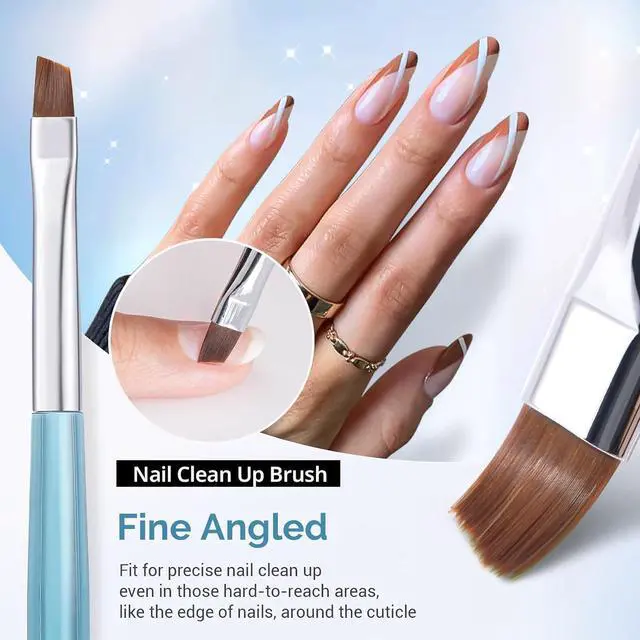 Alt view image 4 of 7 - AIRSEE Nail Art Clean Up Brushes for Nail, 3 PCS Flat/Oval/Fine Angled,Blue | Gel Nail Brush for Cleaning Polish Mistake on the Cuticles, Painting Brushes & Art Design DIY Tools