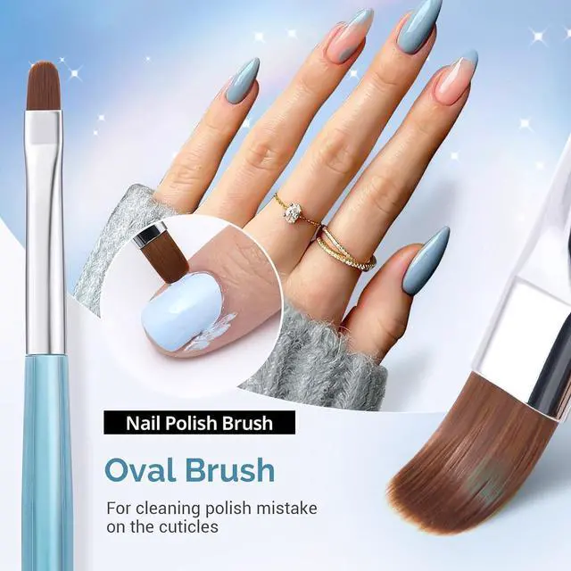 Alt view image 5 of 7 - AIRSEE Nail Art Clean Up Brushes for Nail, 3 PCS Flat/Oval/Fine Angled,Blue | Gel Nail Brush for Cleaning Polish Mistake on the Cuticles, Painting Brushes & Art Design DIY Tools