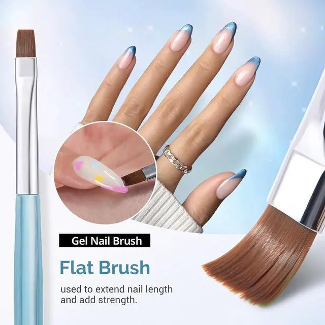Alt view image 6 of 7 - AIRSEE Nail Art Clean Up Brushes for Nail, 3 PCS Flat/Oval/Fine Angled,Blue | Gel Nail Brush for Cleaning Polish Mistake on the Cuticles, Painting Brushes & Art Design DIY Tools