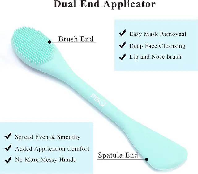 Alt view image 3 of 7 - MSQ Silicone Face Mask Brush, Soft Facial Cleansing Scrubber, 2 Pack Double-End Facial Mask Brush for Mud, Clay, Charcoal Mixed Mask, DIY, Skincare Applicator Tools (Pink)