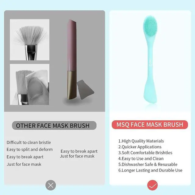 Alt view image 6 of 7 - MSQ Silicone Face Mask Brush, Soft Facial Cleansing Scrubber, 2 Pack Double-End Facial Mask Brush for Mud, Clay, Charcoal Mixed Mask, DIY, Skincare Applicator Tools (Pink)