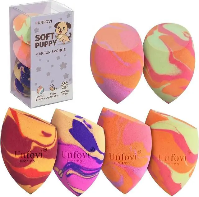 Main image of 6Pcs Tri Color Makeup Sponge, Low Absorption Latex Free Soft Makeup Sponges For Foundation,Beauty Sponge Blender for Power&Cream,Liquid (Multicolor)