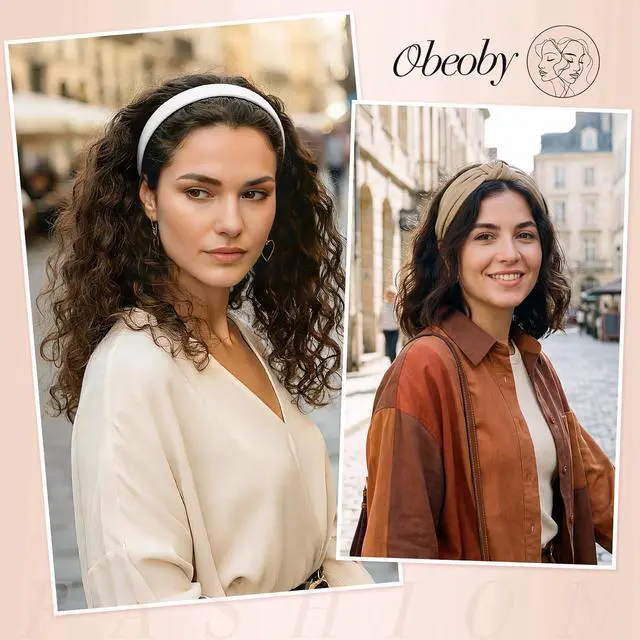 Alt view image 6 of 7 - obeoby 8 Pack Trendy Headband for Women, Non Slip Neutral Hair Accessories | Pearl headband, Makeup Headbands, Girls Hairbands, 8 Mixed Styles, for Daily Wear, Makeup, Work, Parties, Gift Box Included