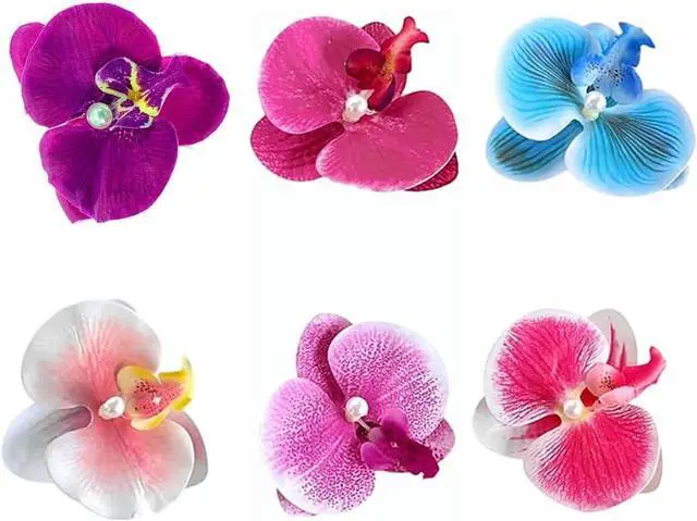 Main image of Hawaiian Flower Hair Clip Fabric Artificial Flower Alligator Hair Clip Hairpin Barrette Headdress Bobby Pins Headwear Hair Accessories for Beach Holiday Party (Butterfly orchid)