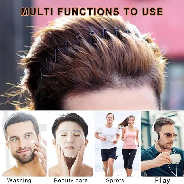 Alt view image 5 of 7 - WantGor Metal Headbands for Women Men, 2 Pack Fashion Unisex Black Hairband | Sports Headwear Hair Hoop Hair Accessories for Home, Outdoor (2 Pack)