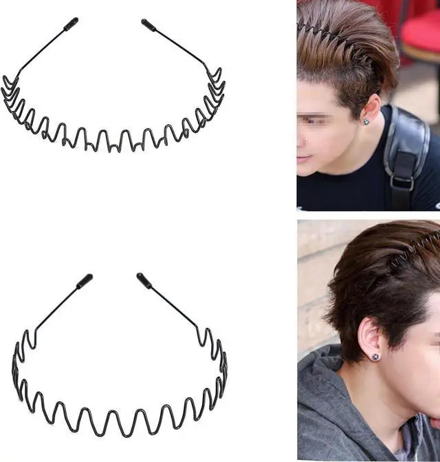Alt view image 7 of 7 - WantGor Metal Headbands for Women Men, 2 Pack Fashion Unisex Black Hairband | Sports Headwear Hair Hoop Hair Accessories for Home, Outdoor (2 Pack)
