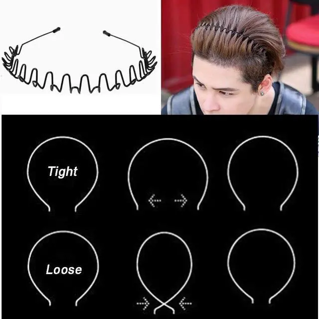 Alt view image 6 of 7 - WantGor Metal Headbands for Women Men, 2 Pack Fashion Unisex Black Hairband | Sports Headwear Hair Hoop Hair Accessories for Home, Outdoor (2 Pack)