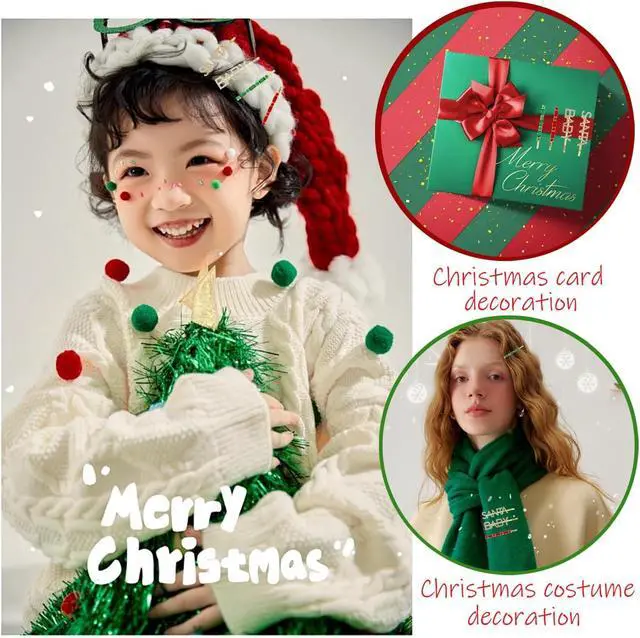 Alt view image 4 of 6 - 4 Pcs Rhinestone Hair Clips Christmas Letter Baby Santa Hair Pins Crystal Bobby Pins Gold Hairpin Barrette for Christmas Festive Gift