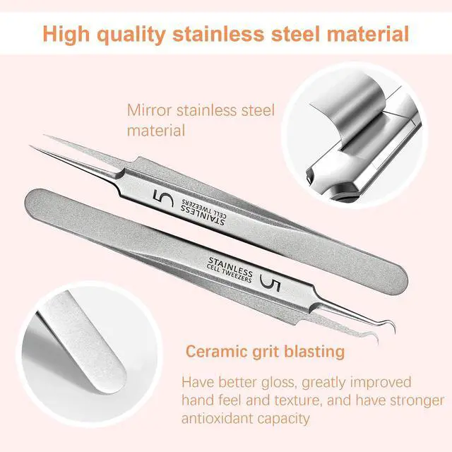 Alt view image 6 of 7 - Blackhead Tweezers, Milia Remover,Ingrown Hair Tweezers | Pimple Popper Tool,Blackhead Extractor