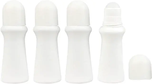 Main image of 4 Pcs White 75ml Empty Refillable Plastic Roller Bottle Roll On Bottles Rollerball Bottles Containers for Essential Oil DIY Deodorant Roller Bottle Refillable Containers