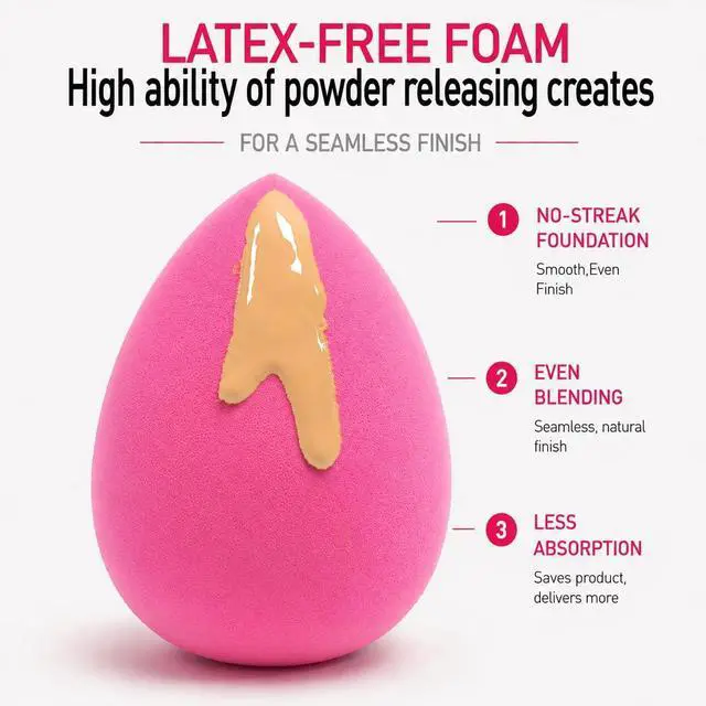 Alt view image 4 of 7 - Makeup Sponge Latex-Free Wet & Dry Dual-Use Soft Beauty Sponge for Liquid Cream Powder Foundation, Precise Tip for Full Face Sensitive Skin Makeup Application