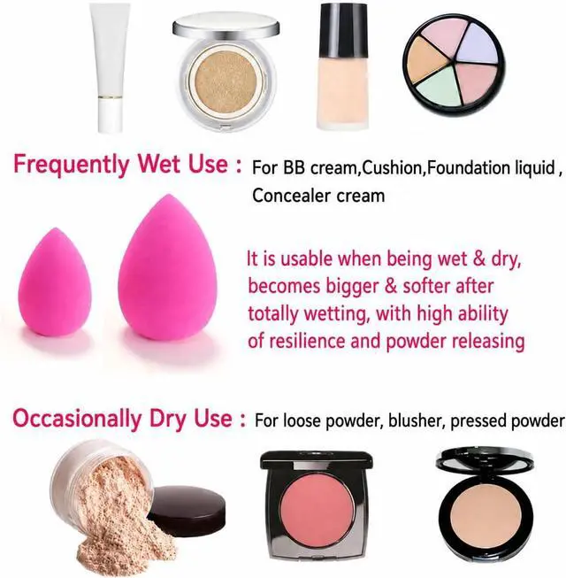 Alt view image 7 of 7 - Makeup Sponge Latex-Free Wet & Dry Dual-Use Soft Beauty Sponge for Liquid Cream Powder Foundation, Precise Tip for Full Face Sensitive Skin Makeup Application