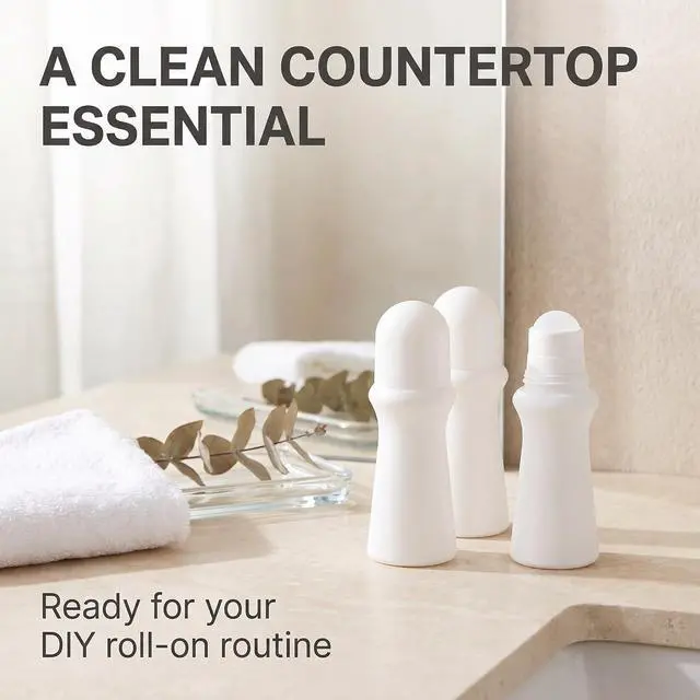 Alt view image 6 of 7 - 4 Pcs White 75ml Empty Refillable Plastic Roller Bottle Roll On Bottles Rollerball Bottles Containers for Essential Oil DIY Deodorant Roller Bottle Refillable Containers