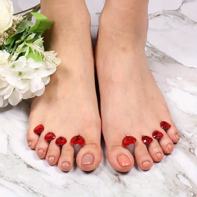 Alt view image 3 of 7 - 16pcs Nail Polish Toe Stretcher Toe Separators Silicone Nail Art Finger Separators Toe Stretcher Manicure Pedicure Tools for Toes Finger(8pcs Water Drops + 8pcs Red Heart Shapes)