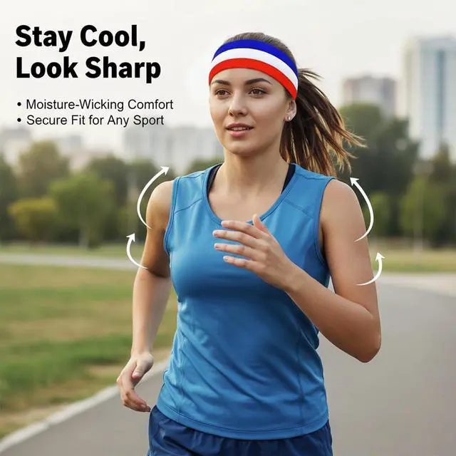 Alt view image 3 of 5 - Threetols National Flag Non-slip Fabric Sweatband Bandana Tie Headband for Men Women