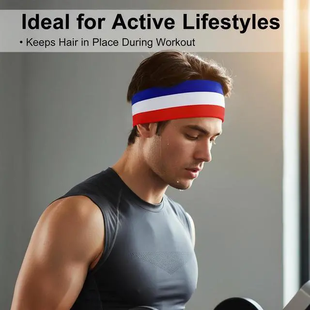 Alt view image 4 of 5 - Threetols National Flag Non-slip Fabric Sweatband Bandana Tie Headband for Men Women