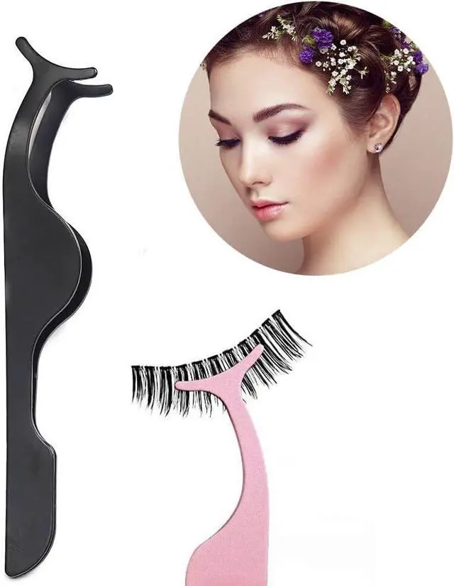 Alt view image 2 of 7 - False Eyelash Applicator Tool Eyelash Tweezers for Strip Lashes | 3PCS Stainless Steel Lash Extension Applicator Nipper Easy Apply & Remove Lashes Makeup Tools (Black, Rose Gold,Rainbow)