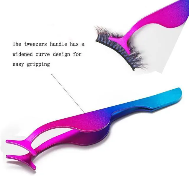 Alt view image 3 of 7 - False Eyelash Applicator Tool Eyelash Tweezers for Strip Lashes | 3PCS Stainless Steel Lash Extension Applicator Nipper Easy Apply & Remove Lashes Makeup Tools (Black, Rose Gold,Rainbow)