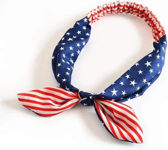 Alt view image 2 of 5 - Women Hairbands Elastic Running Sport Headband Hair Accessories for 4th of July Stars Stripes Headwrap TS06N (Baby + Adult)