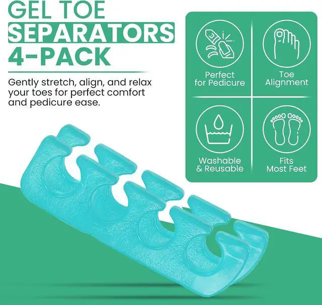 Alt view image 2 of 7 - Iconikal 8-Pack Pedicure Gel Toe Separator 5x1.2" Soft Reusable Bunion