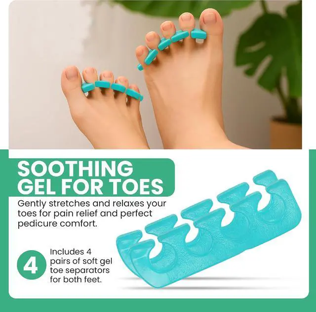 Alt view image 4 of 7 - Iconikal 8-Pack Pedicure Gel Toe Separator 5x1.2" Soft Reusable Bunion