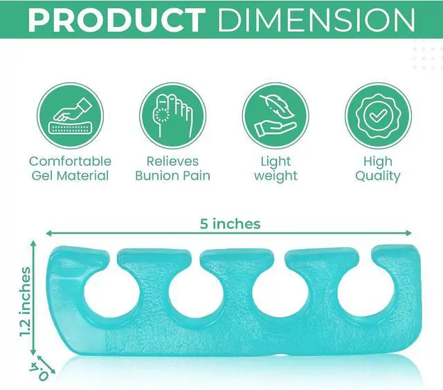 Alt view image 5 of 7 - Iconikal 8-Pack Pedicure Gel Toe Separator 5x1.2" Soft Reusable Bunion