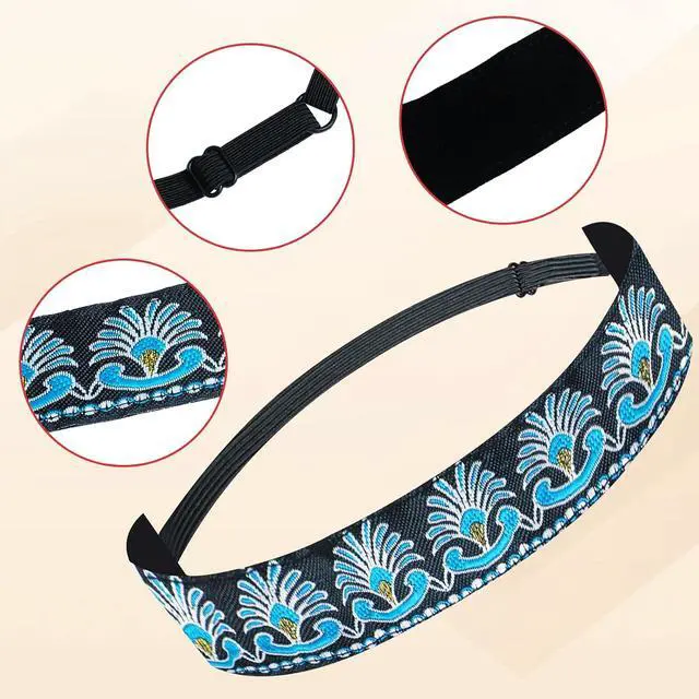 Alt view image 3 of 6 - 3Pcs Elastic Woman Headbands,Adjustable Hairband,Hair Bands,Stretchy Hair Headbands,Classic Fashion Headdress Accessories for Women Sport Yoga Work Makeup