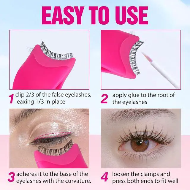 Alt view image 4 of 7 - False Eyelashes Applicator Tool Lashes Clip for Beginners Easy to Apply Eyelashes Daily Use Buddy Tool Pinzas para Pestañas (Plum)