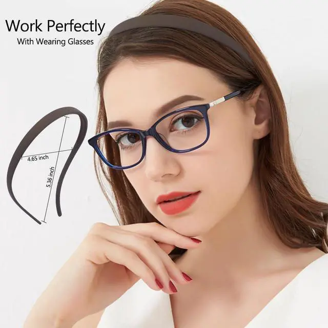 Alt view image 2 of 7 - TOBATOBA Flex No Pressure Headbands, Headbands for Glasses Wearers, Sunglasses Headband Comfortable No Headache Headband, Matte Plastic Hair bands with Teeth, Non Slip for Women Girls