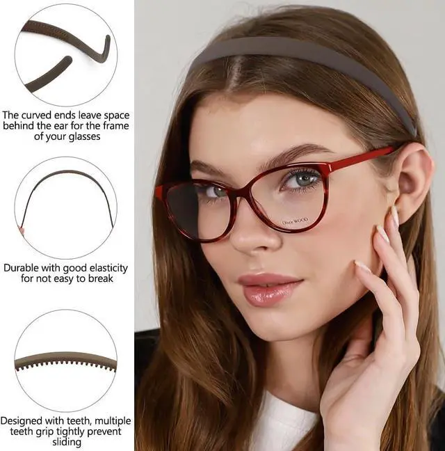 Alt view image 5 of 7 - TOBATOBA Flex No Pressure Headbands, Headbands for Glasses Wearers, Sunglasses Headband Comfortable No Headache Headband, Matte Plastic Hair bands with Teeth, Non Slip for Women Girls