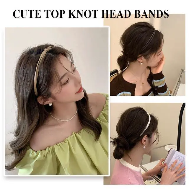 Alt view image 5 of 6 - 5Pcs Knotted Headbands, Non-Slip PU Leather Fashion Cute Hair Accessories for Women and Girls (G016)