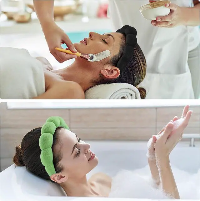 Alt view image 2 of 7 - Ztomine 2 Count Hairband, Set of 2 - Thick, Soft, Plush, Absorbent Terry Cloth Spa Headbands for Washing Face or Facial - Puffy Makeup Headbands for Face Washing, Mask, Skin Treatment